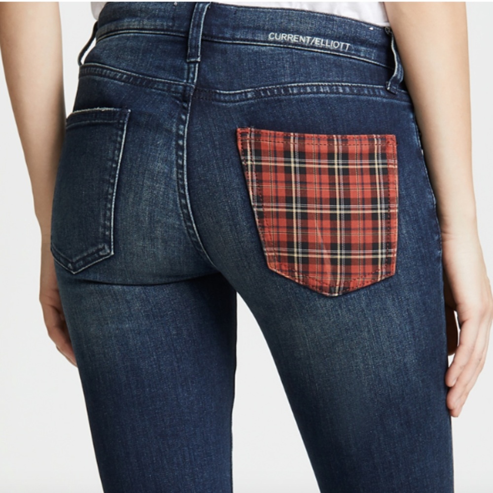 Current Elliott Stiletto Plaid Pocket Skinny Jeans - Picture 2 of 8